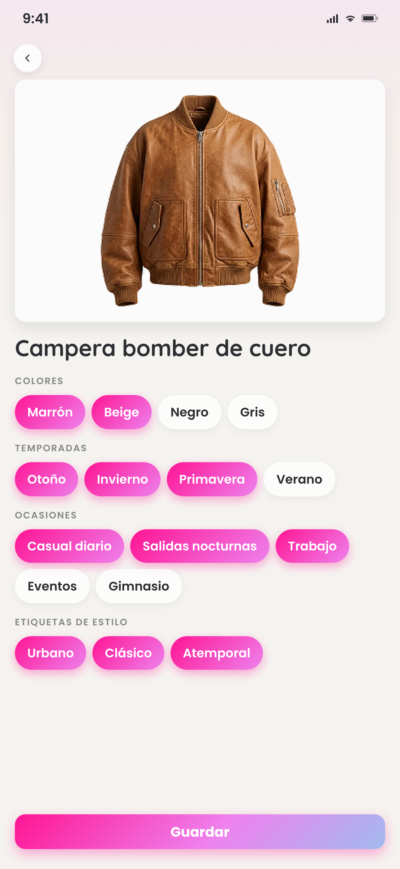 Detalle de una prenda digitalizada y organizada en dressup